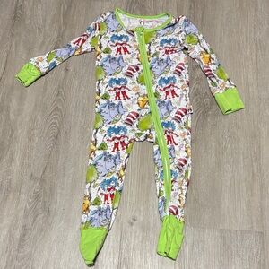 Bambs Bamboo Dr. Seuss Footie with Playful Characters - Green and Multicolor